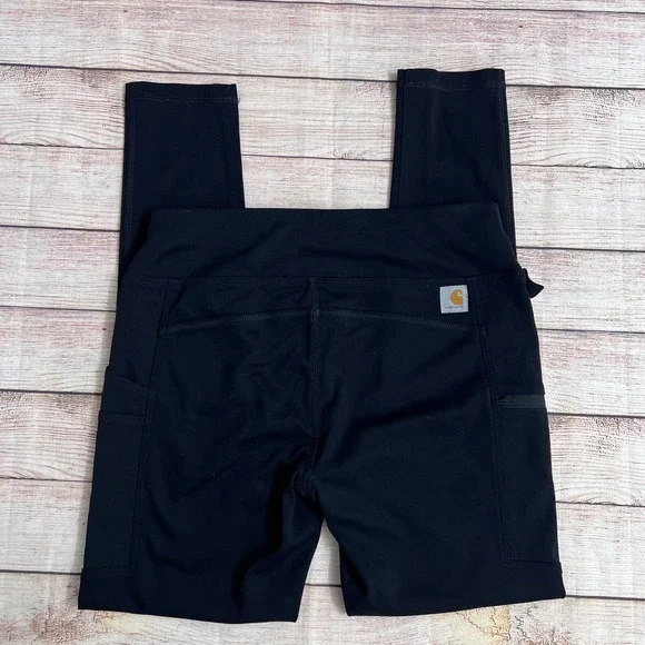 Carhartt Force Utility Leggings Women Size Small Fitted Black Cargo Pockets - Picture 2 of 12